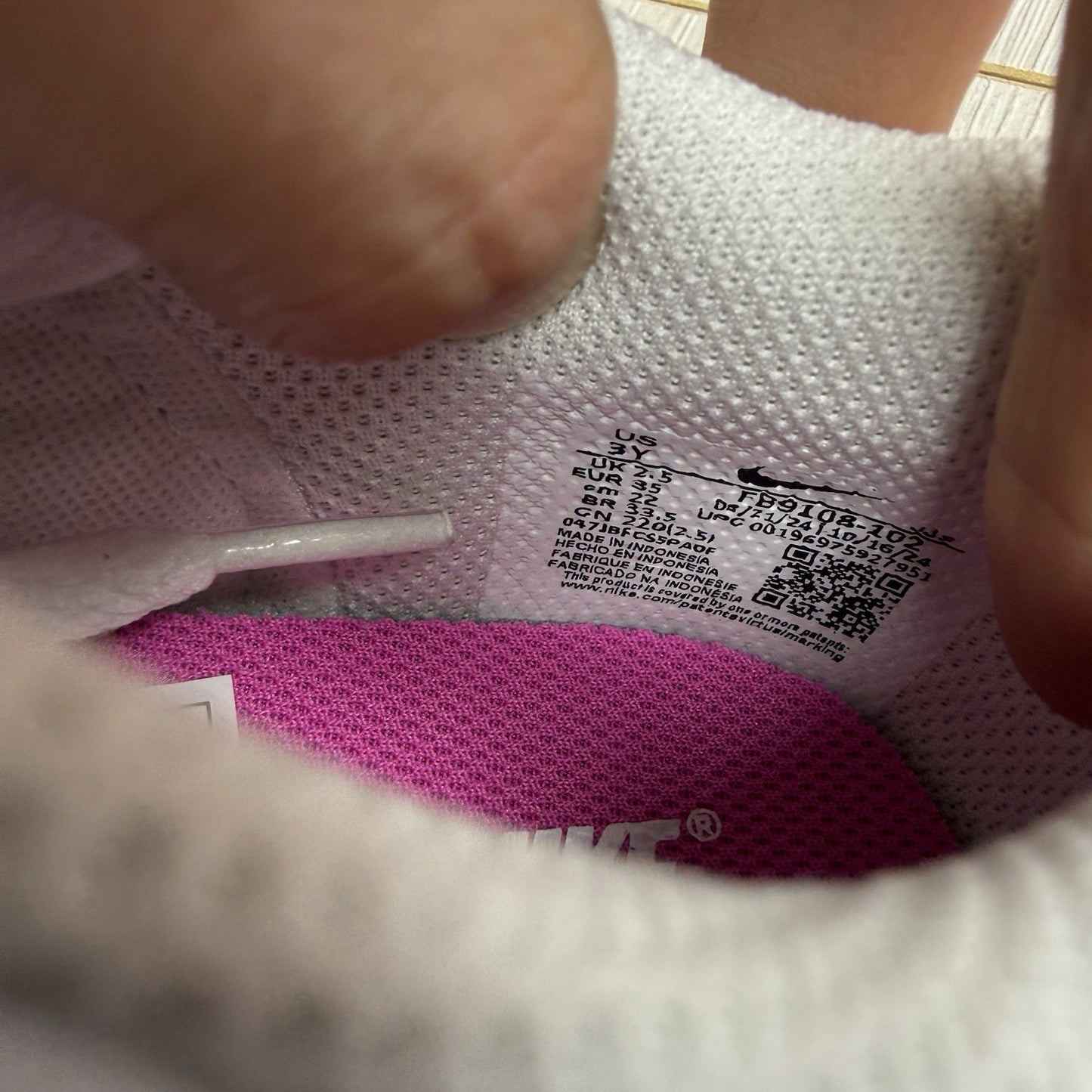 Nike Dunk Low PS Trainers Laser Fuchsia Size UK2.5 FB9108 1027