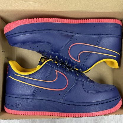 Nike Air Force 1 Low Trainers Retro Pack Navy Gold Size UK8 HV5752 4100