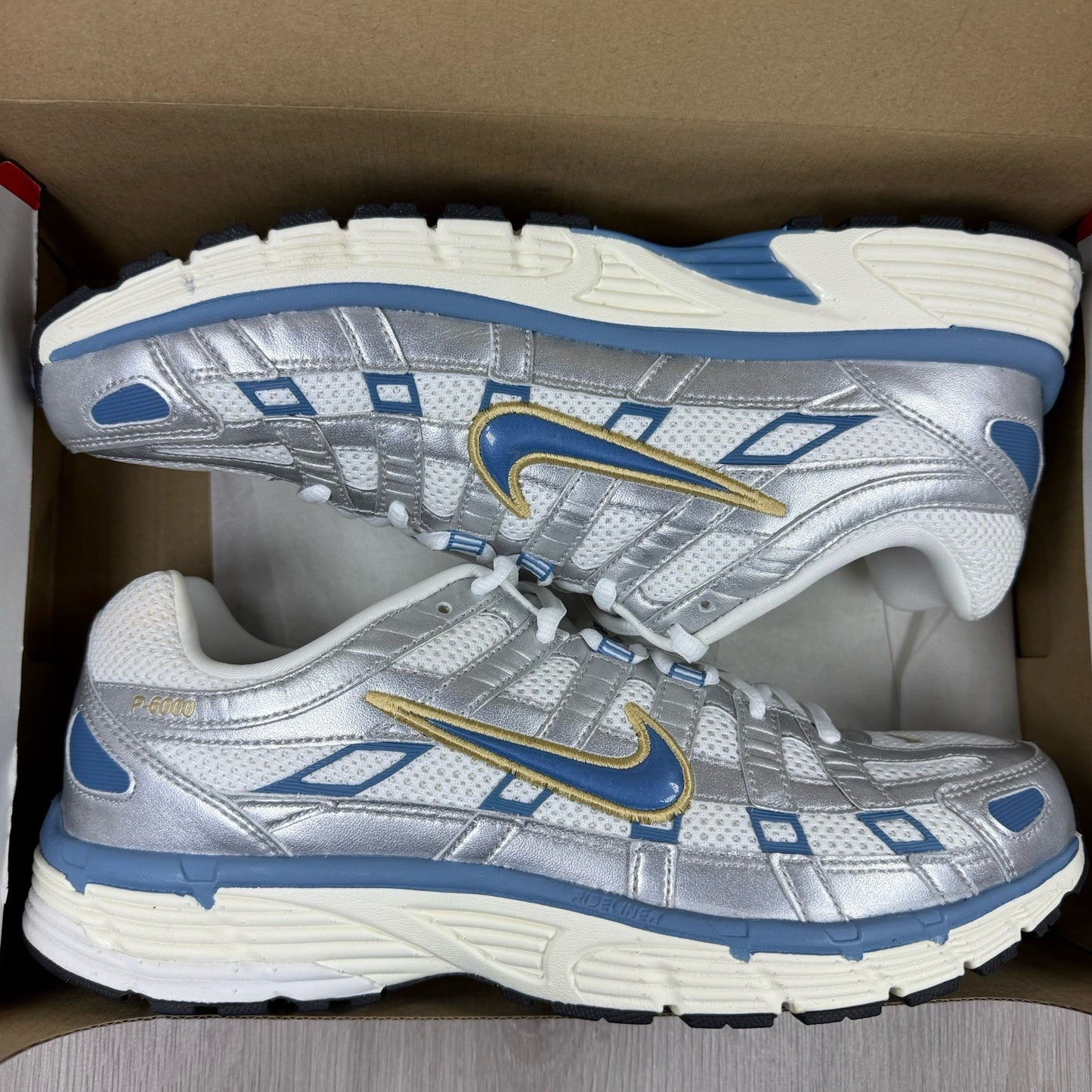 Nike P-6000 Trainers Metallic Silver Aegean Storm Size UK9.5 H7246-1000