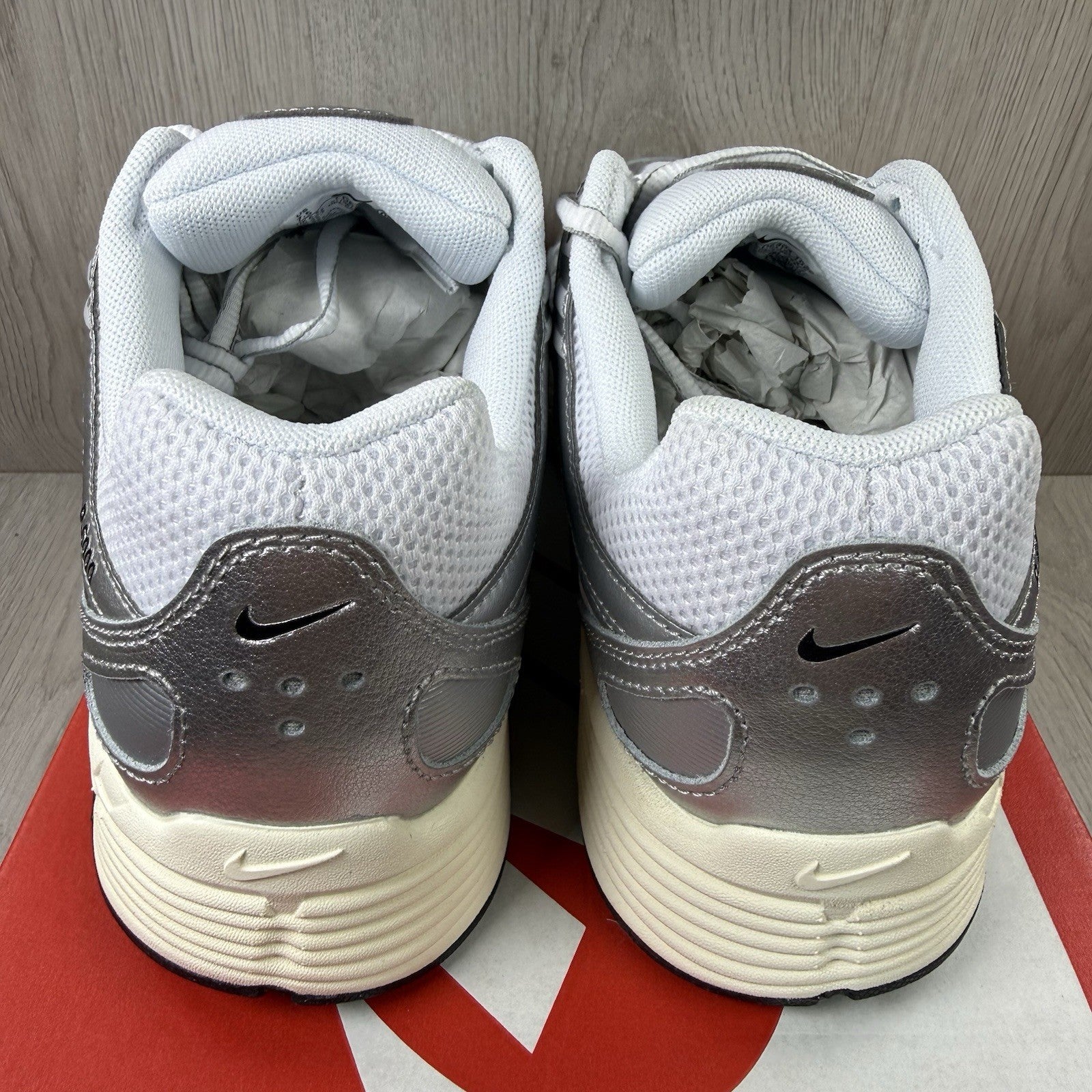 Nike P-6000 Trainers White Metallic Silver Size UK6.5 CD6404-1053
