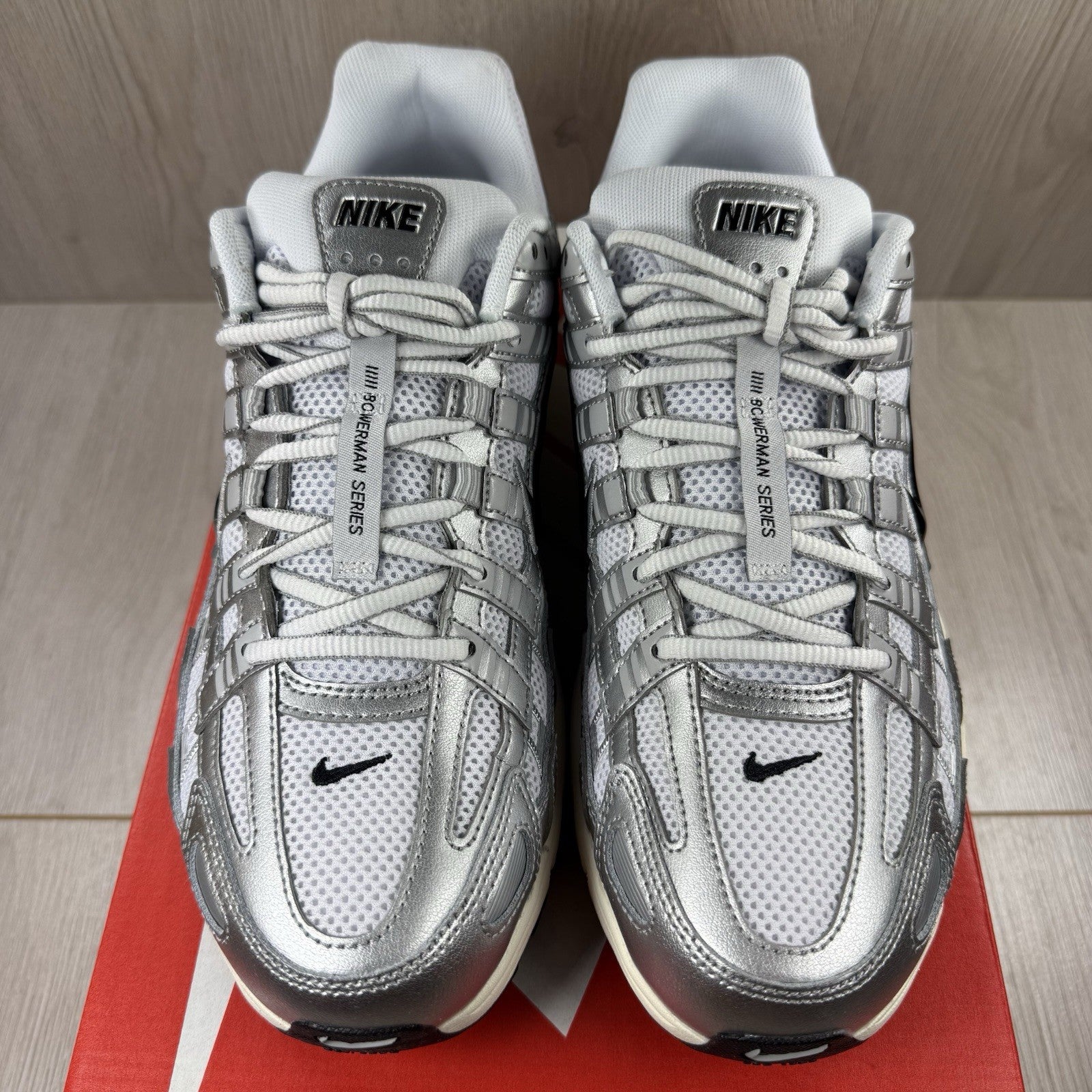 Nike P-6000 Trainers White Metallic Silver Size UK8 CD6404-10510