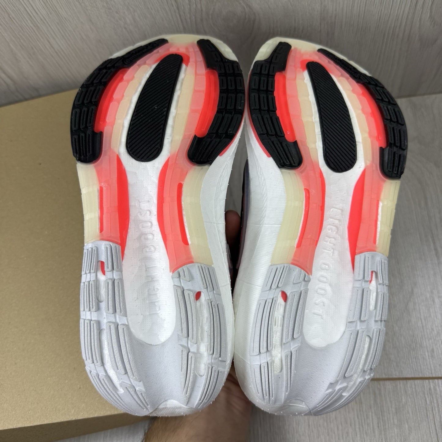 Adidas Ultra Boost Light Trainers White Solar Red Size UK4.5 1/3 HQ635111