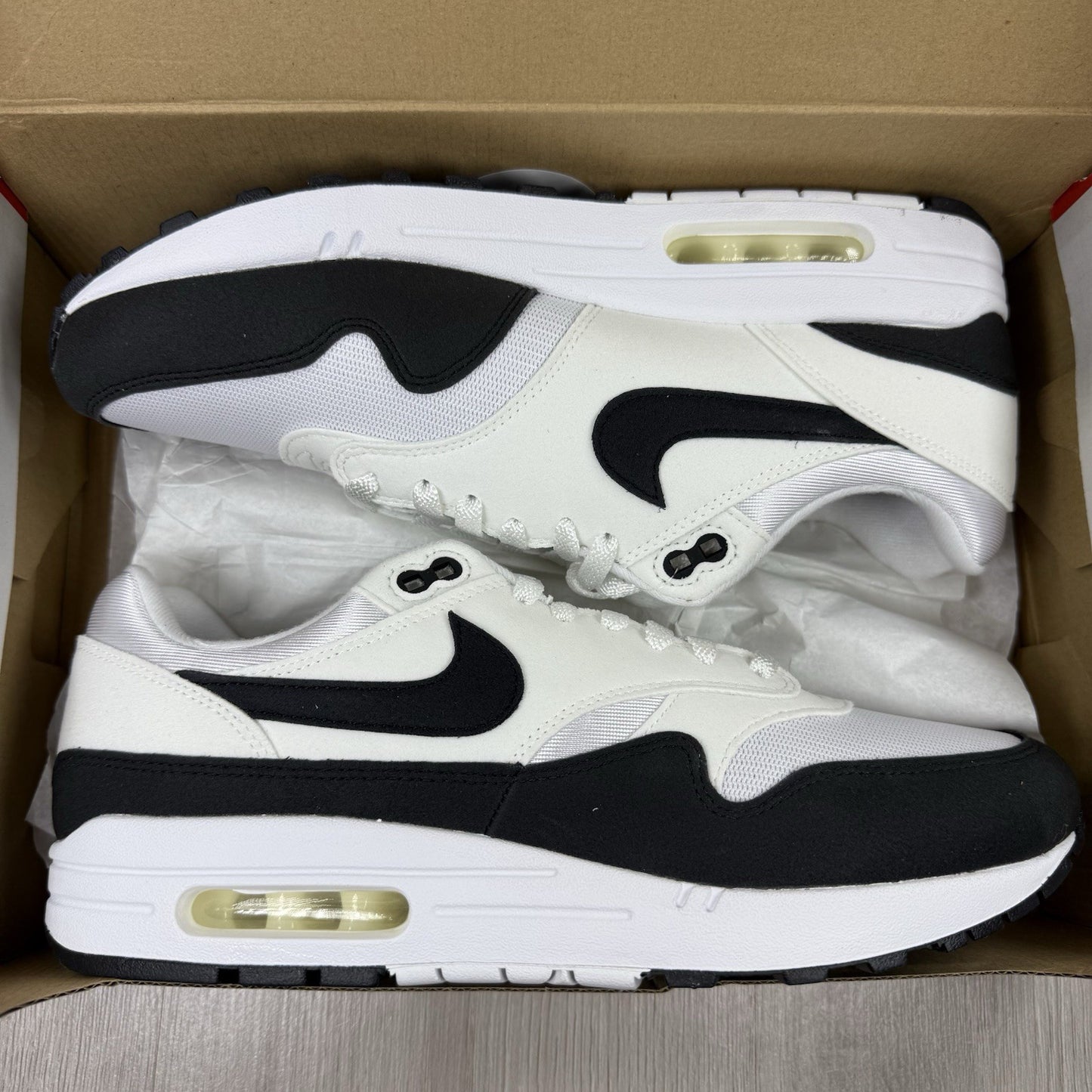 Nike Air Max 1 Trainers White Black Grey Size UK9.5 DZ2628-1028