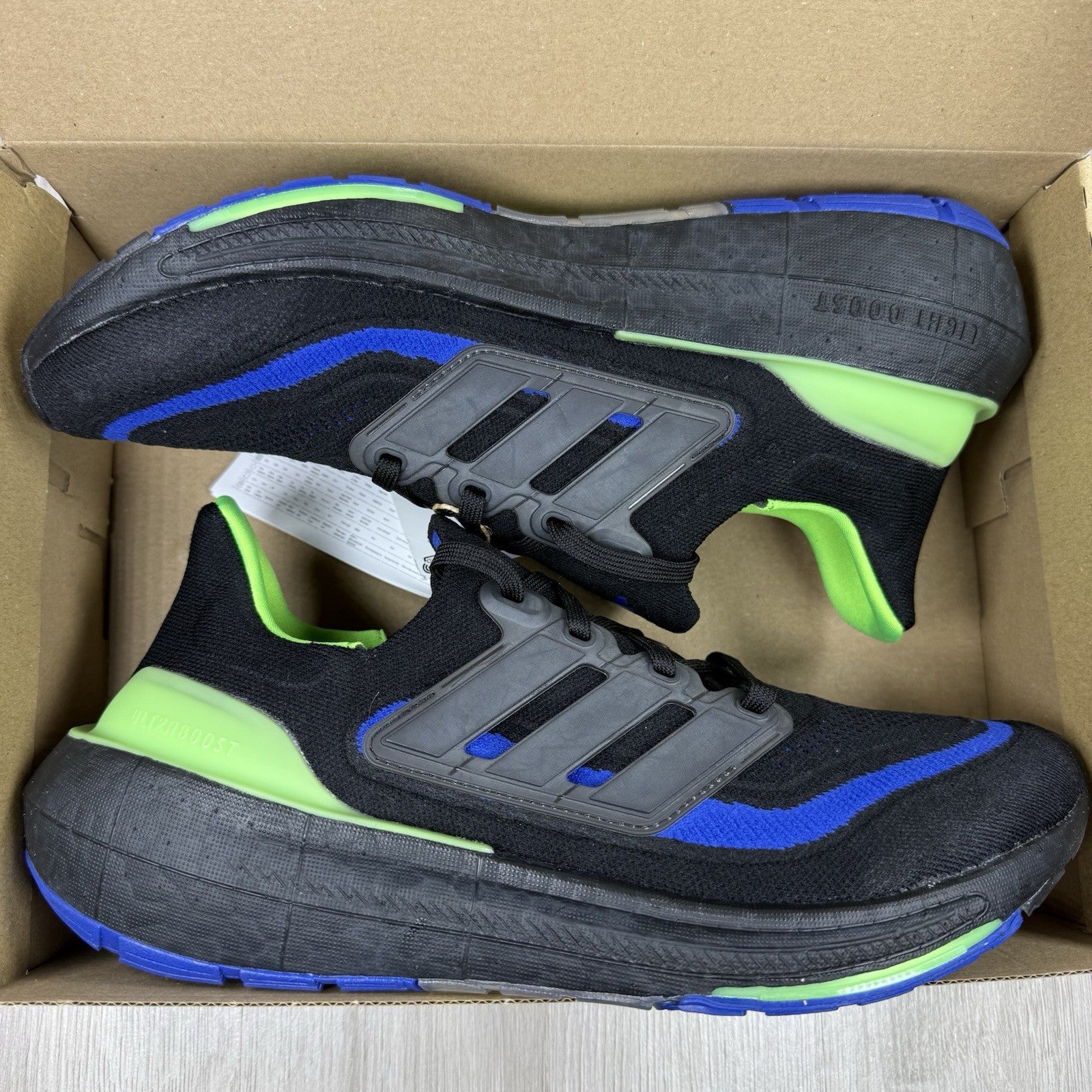 Adidas Ultra Boost Light Trainers Black Lucid Lime Size UK9 IF24140