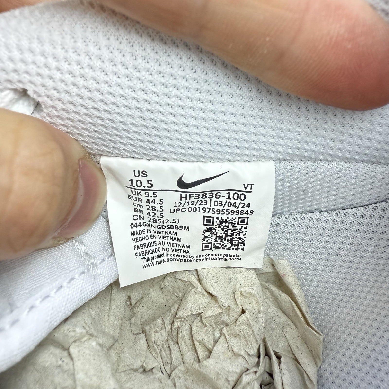 Nike Air Force 1 Low Trainers White Royal Blue UK9.5 HF3836-10015