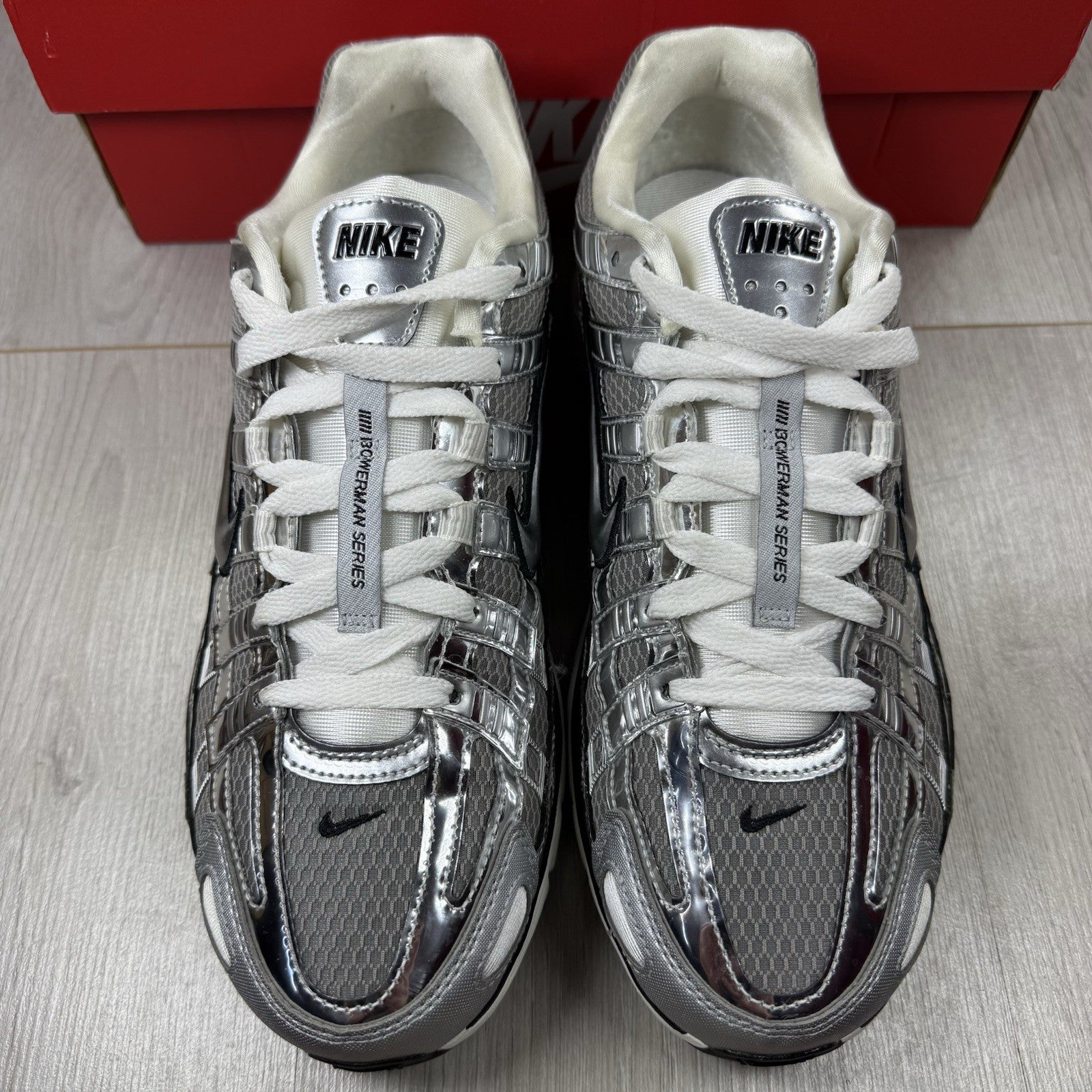 Nike P-6000 Trainers Metallic Silver White Size UK9 CN0149-0018