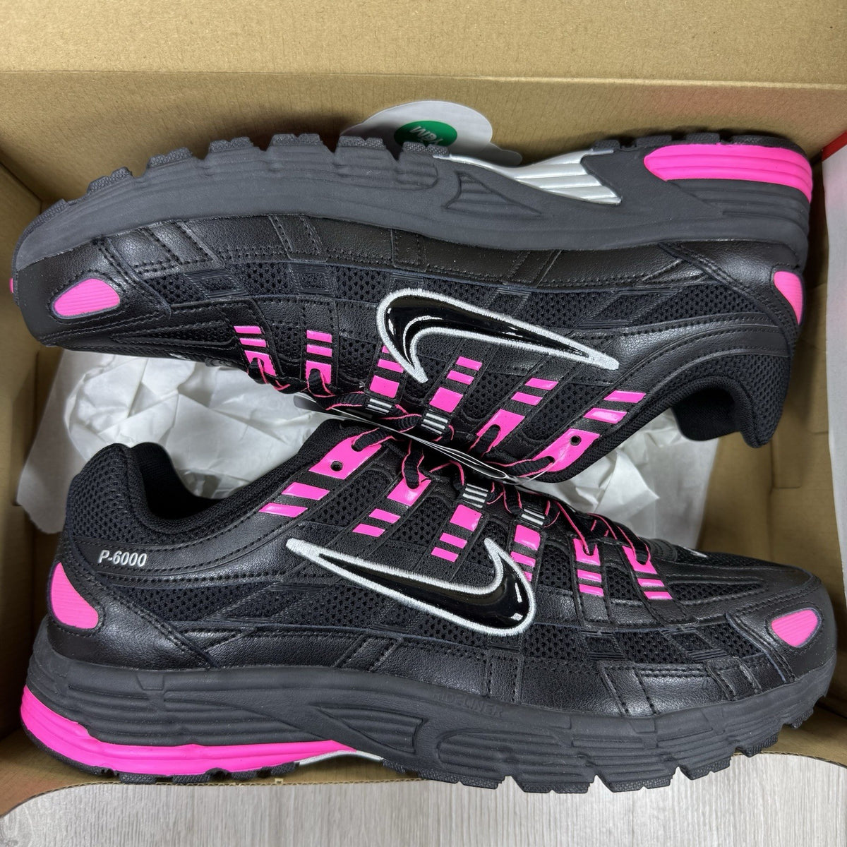 Nike P-6000 Trainers Pink Blast Metallic Silver Black Size UK9.5 CD6404-6008