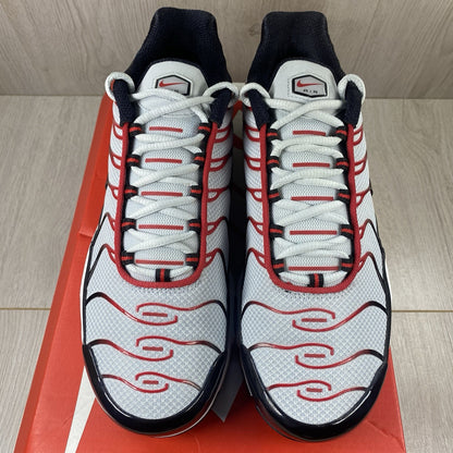 Nike TN Air Max Plus Trainers Pure Platinum Black Red Size UK8.5 FN6949-0024