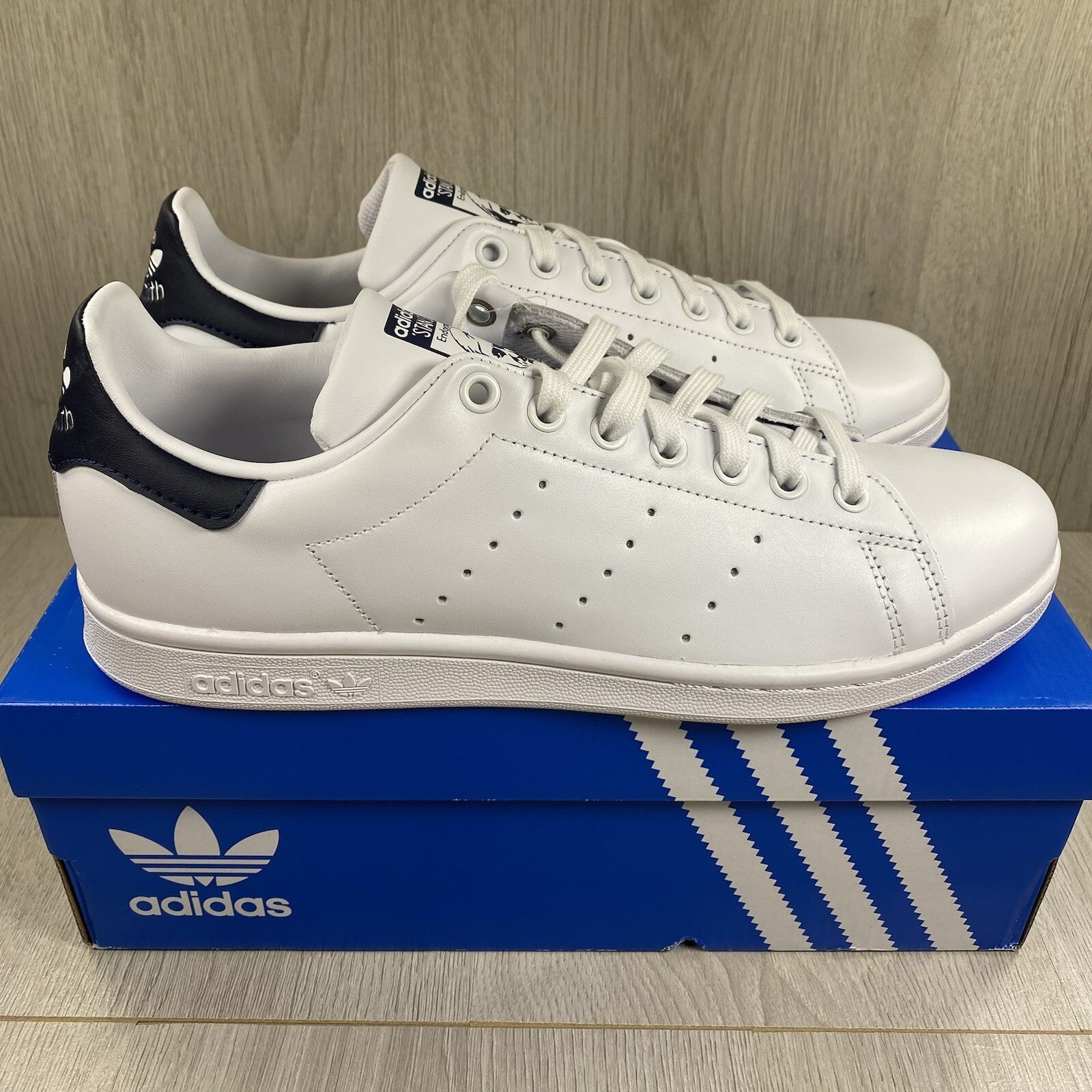 Adidas Stan Smith Trainers Core White New Navy Size UK8.5 M203251