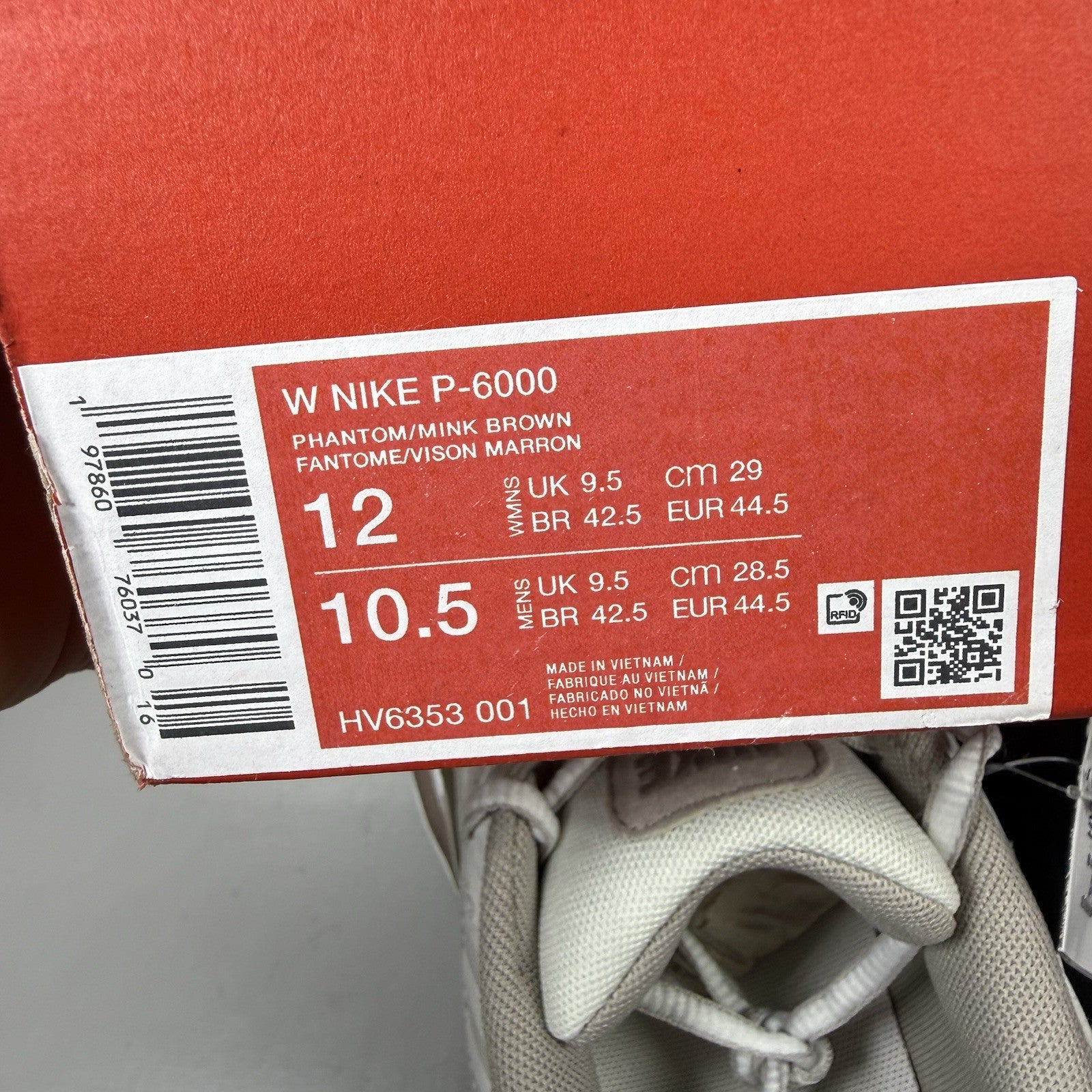 Nike P-6000 Trainers Phantom Mink Brown Size UK9.5 HV6353-00113
