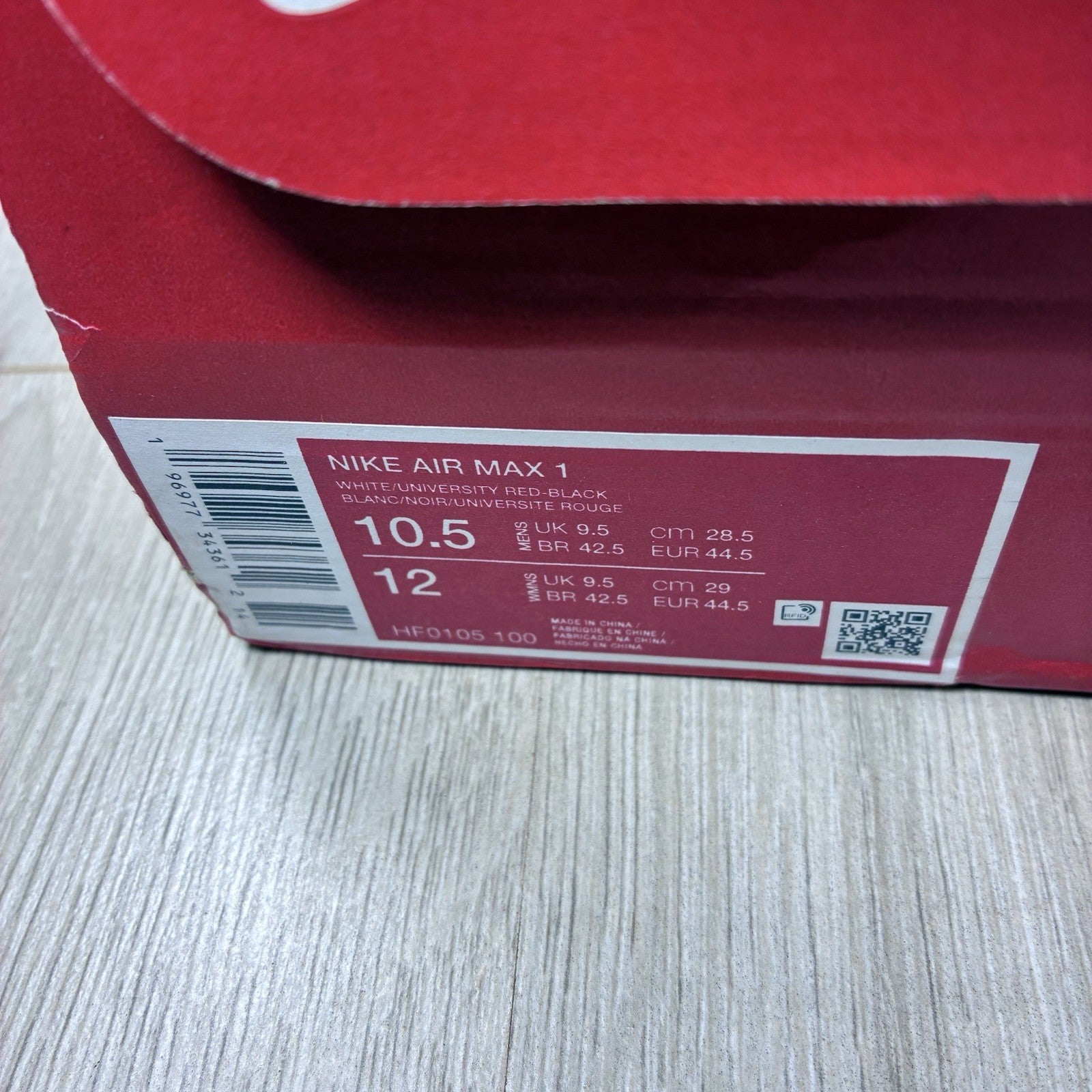 Nike Air Max 1 Trainers Chili Volt White Size UK9.5 HF0105-10015