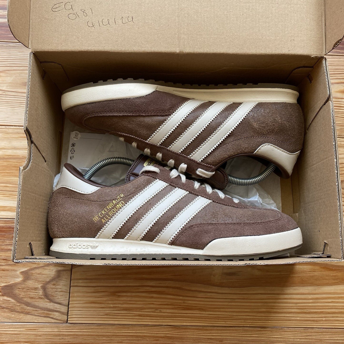 Adidas Originals Beckenbauer Trainers Brown White UK8.5 EU42 2/3 G96460 NEW0