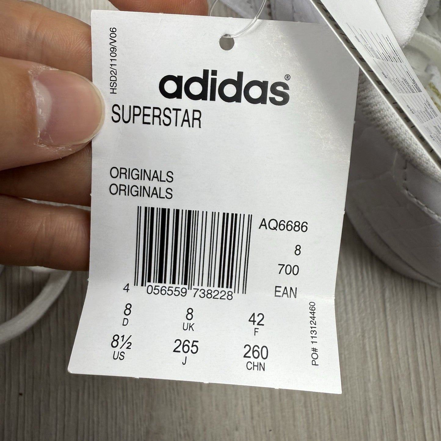 Adidas Superstar Trainers White Gold Metallic Size UK8 AQ668616