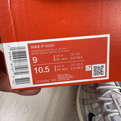 Nike P-6000 Trainers White Metallic Silver Size UK8 CD6404-1057