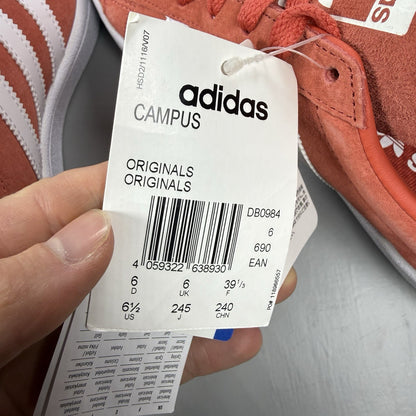 Adidas Campus Trainers Trace Scarlet White Size UK6 DB09845