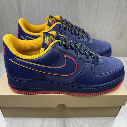 Nike Air Force 1 Low Trainers Retro Pack Navy Gold Size UK8 HV5752 4107