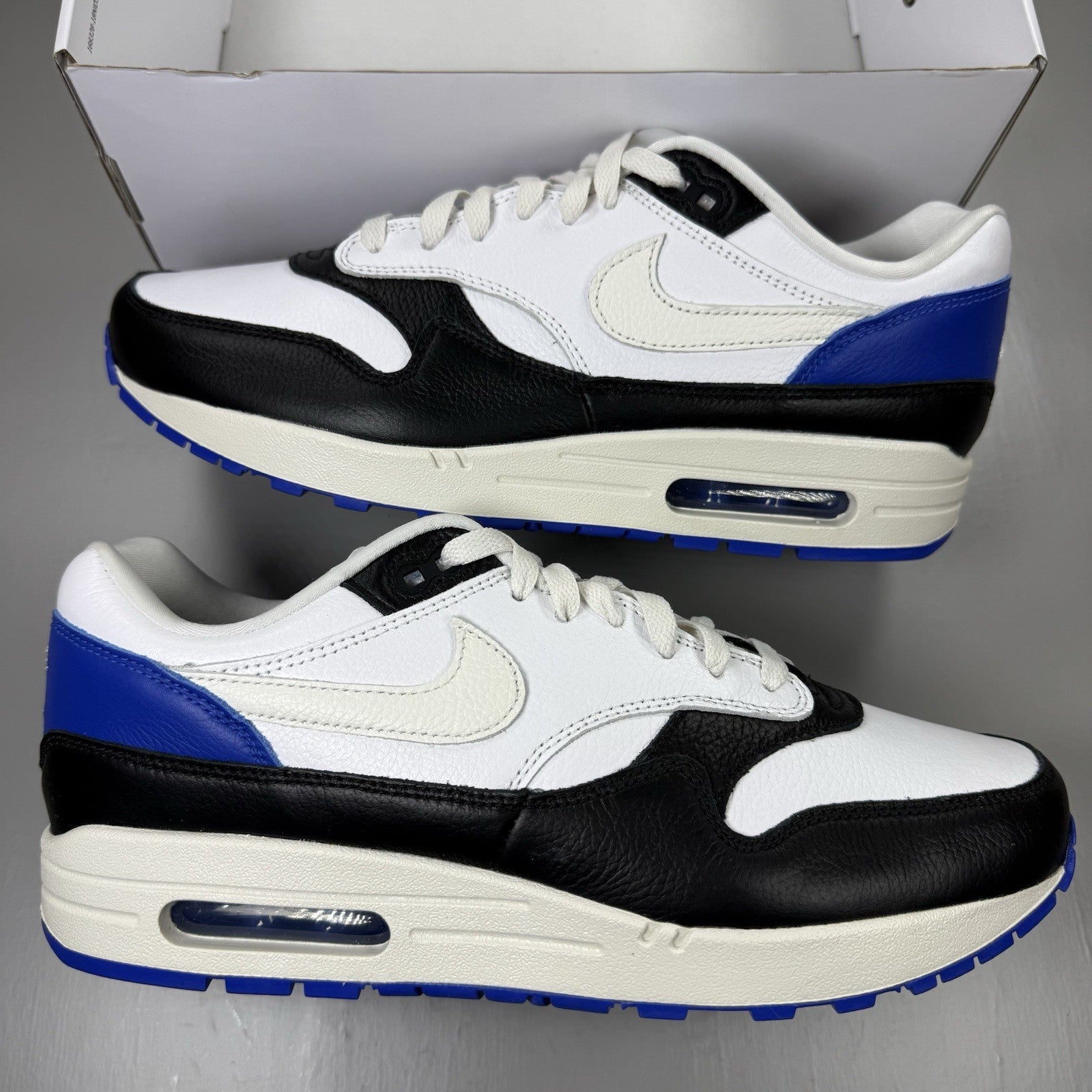 Nike Air Max 1 ID Trainers White Black Blue Size UK9 HQ3714-9000