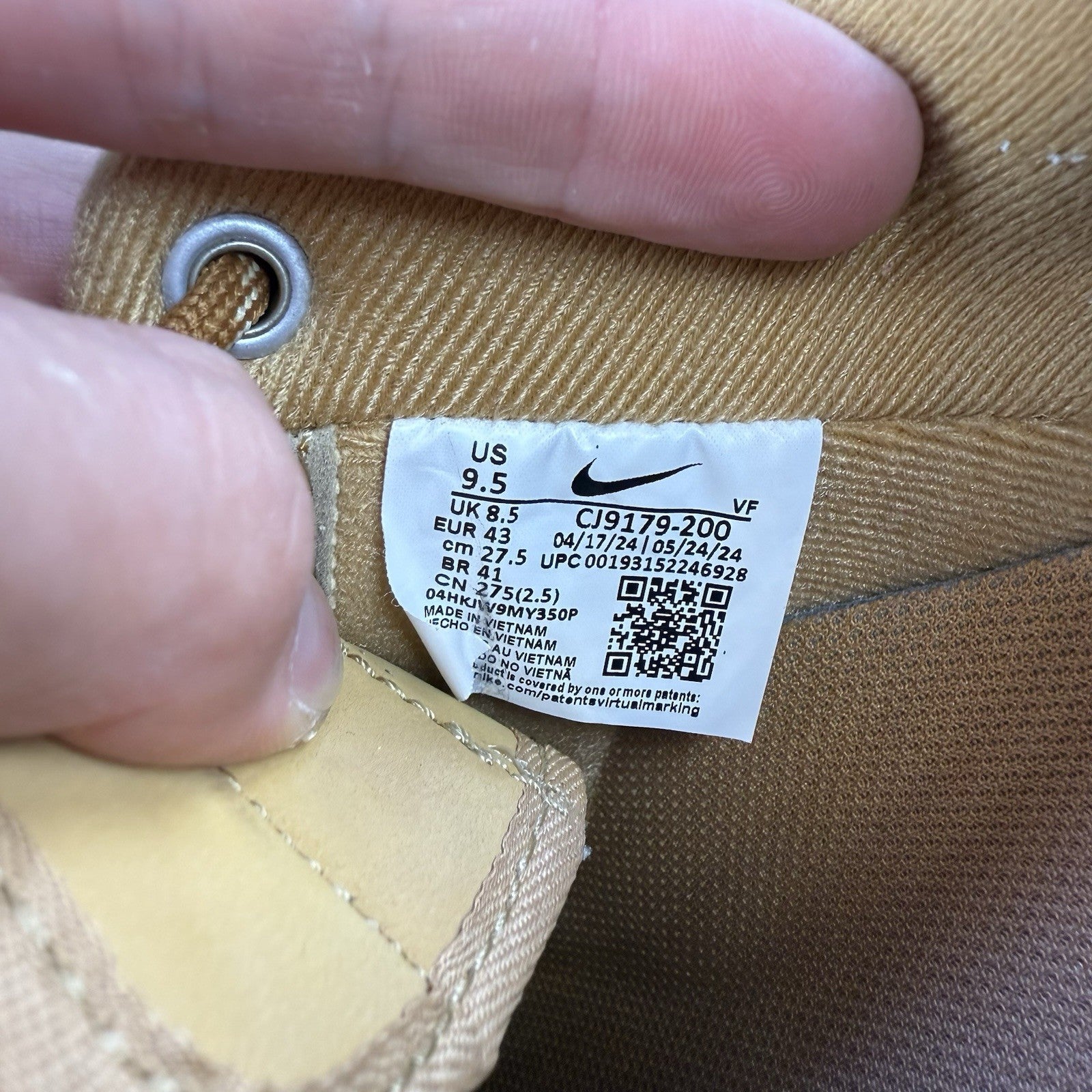 Nike Air Force 1 Low Trainers Flax Wheat Size UK8.5 CJ9179-20015