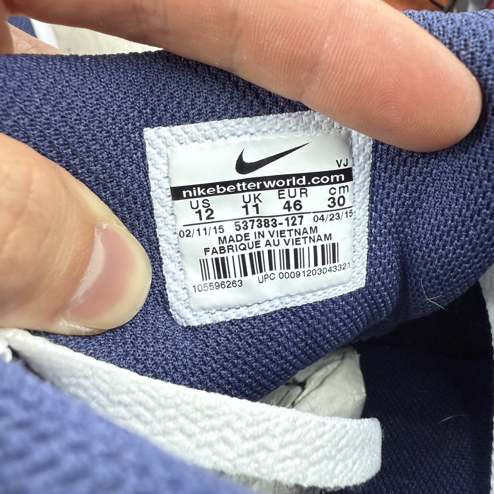 Nike Air Max 1 Essential Trainers Olympic White Size UK11 537383-1276