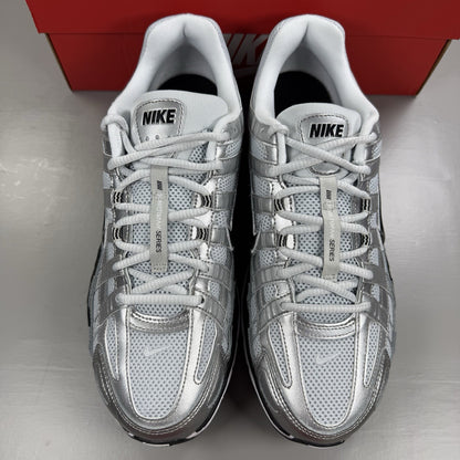 Nike P-6000 Trainers Metallic Silver White Size UK9.5 FD9876 1011