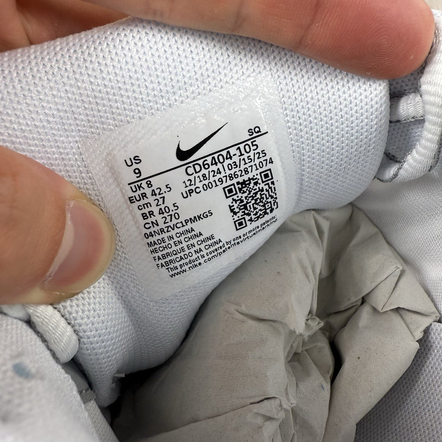 Nike P-6000 Trainers White Metallic Silver Size UK8 CD6404-10514