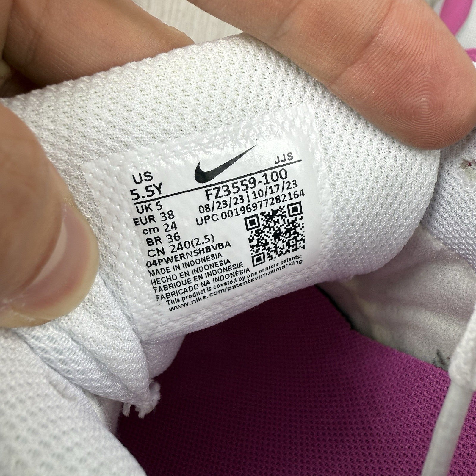 Nike Air Max 1 Trainers White Pink Foam Size UK5 EU38 FZ3559-10012