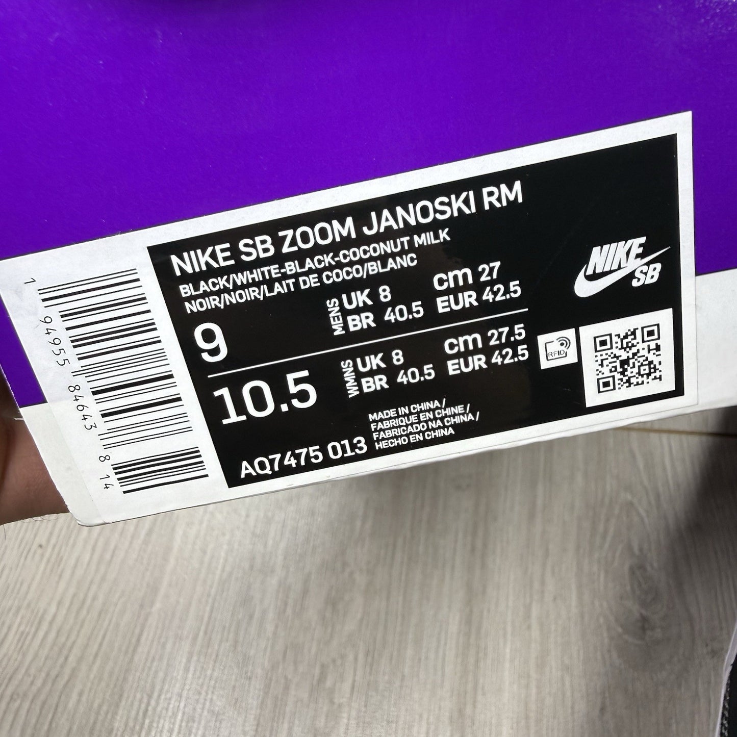 Nike SB Zoom Stefan Janoski RM Black White Size UK8 AQ7475 01314