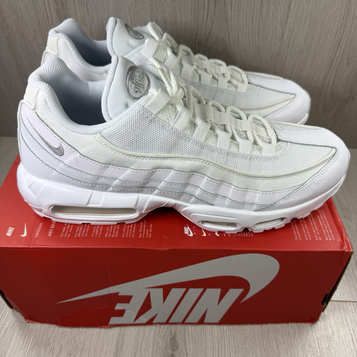 Nike Air Max 95 Essential Trainers White Grey Fog Size UK12 CT1268-1009