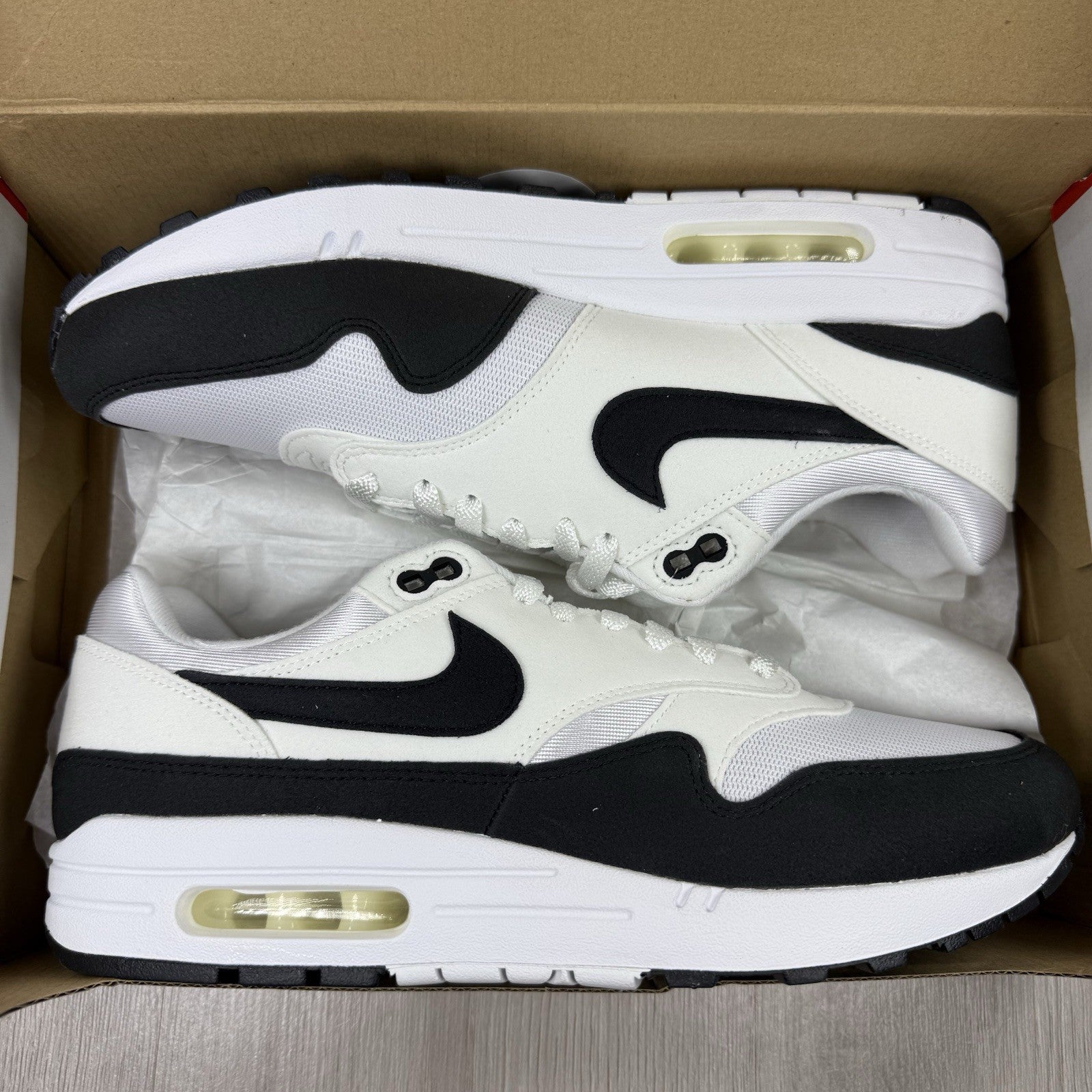 Nike Air Max 1 Trainers White Black Grey Size UK9.5 DZ2628-1020