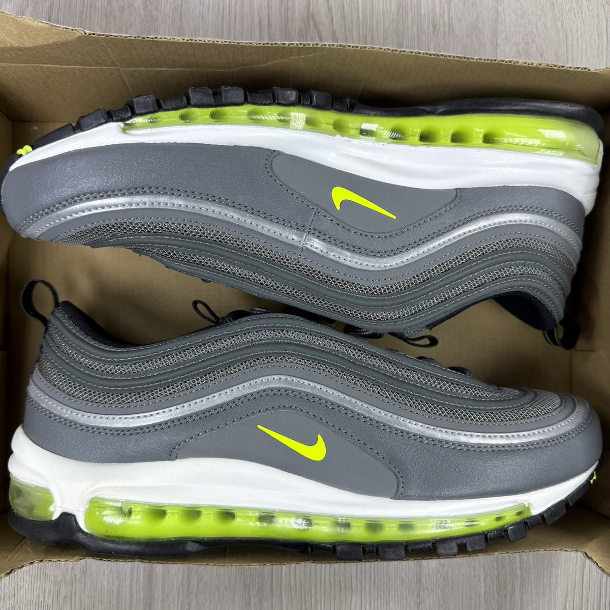 Nike Air Max 97 Trainers Smoke Grey Volt White Size UK9 DJ6885-0018