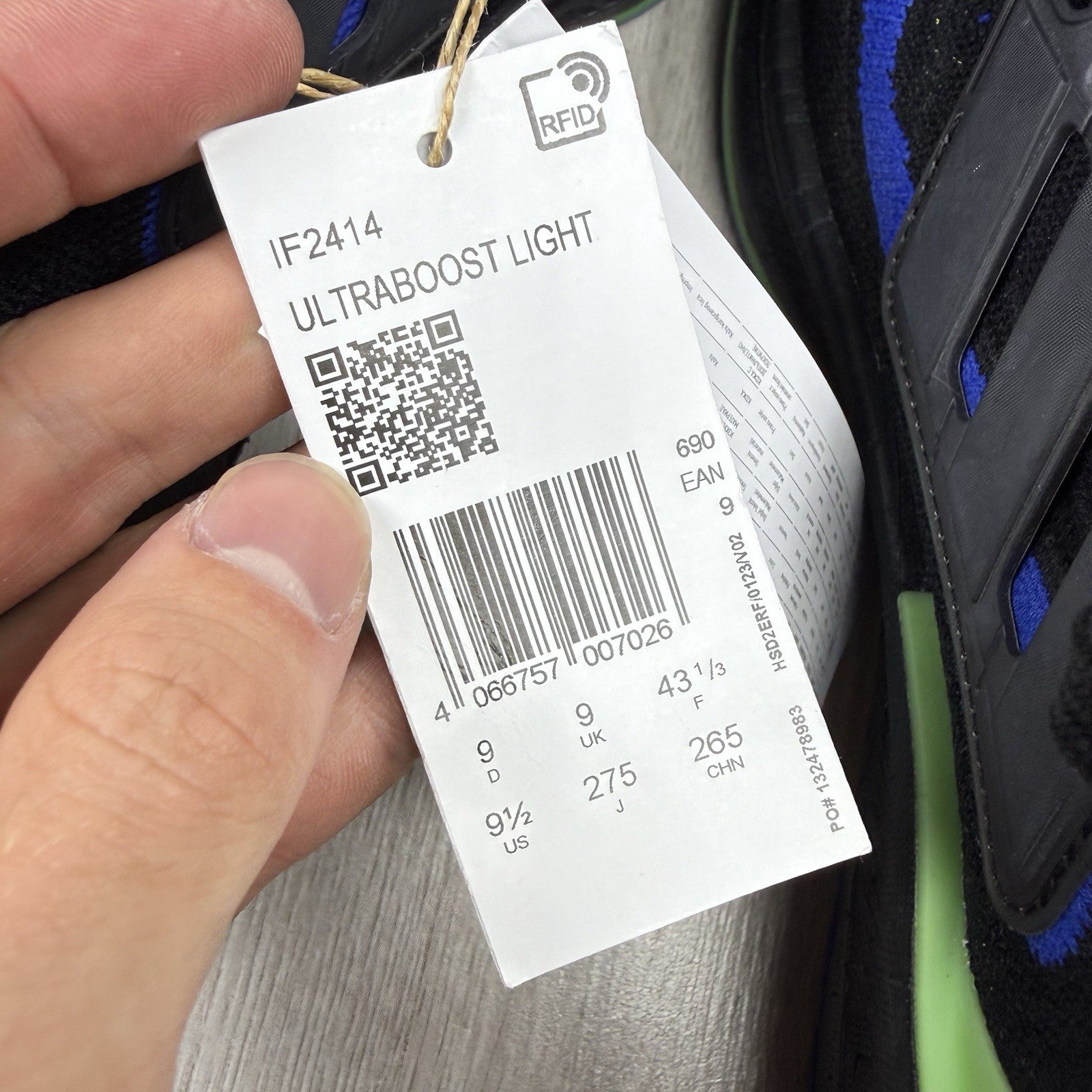 Adidas Ultra Boost Light Trainers Black Lucid Lime Size UK9 IF241412