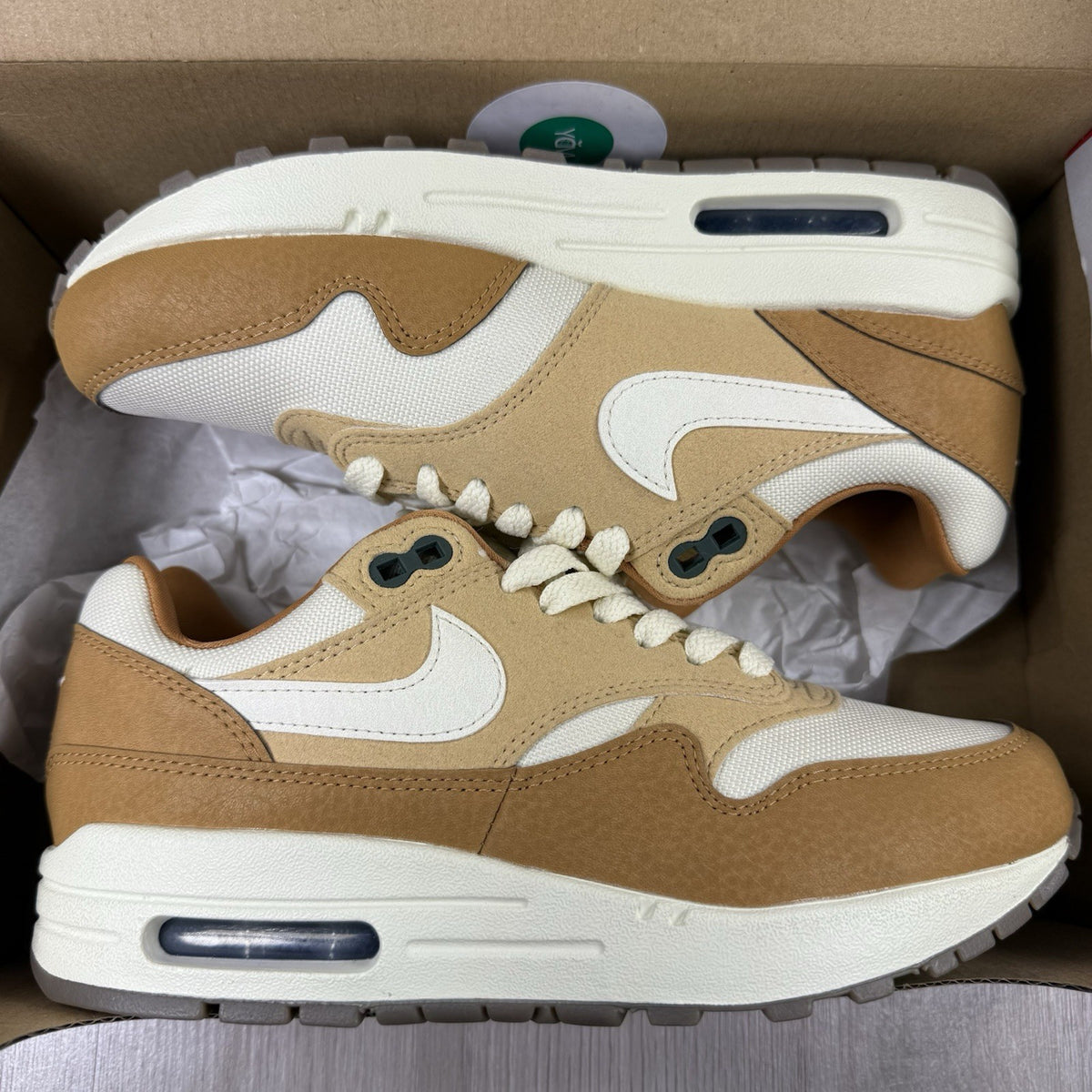 Nike Air Max 1 ‘87 Trainers Wheat Flax White Size UK3.5 FZ3598-2997
