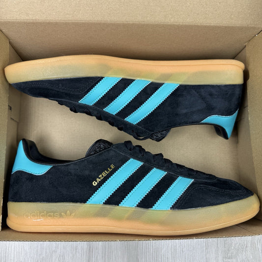 Adidas Gazelle Indoor Trainers Size UK9 EU43 1/3 Core Black Aqua EE57320