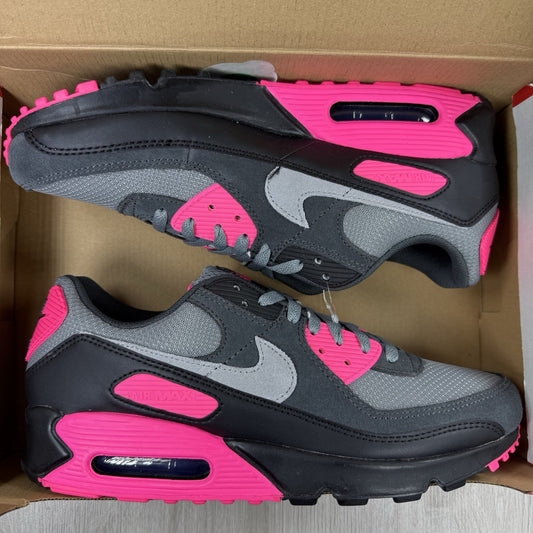 Nike Air Max 90 Trainers Wolf Grey Hyper Pink Size UK10 DM0029-0100