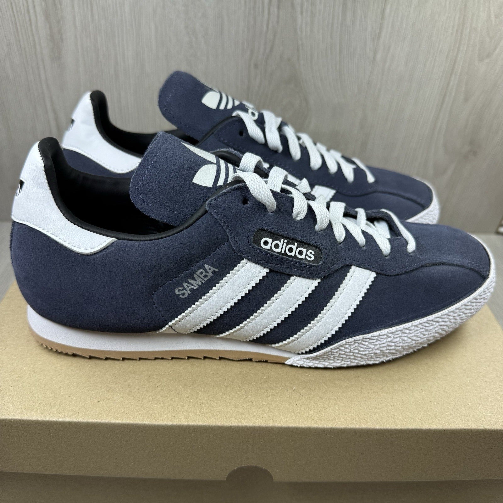 Adidas Originals Samba Super Suede Trainers Navy White Size UK8 0193328
