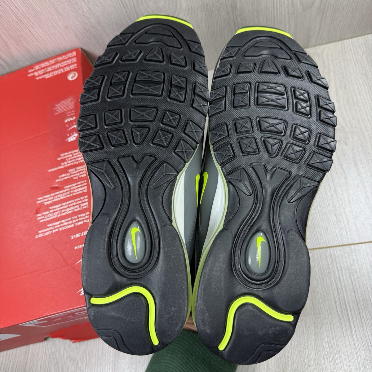 Nike Air Max 97 Trainers Smoke Grey Volt White Size UK9 DJ6885-0014