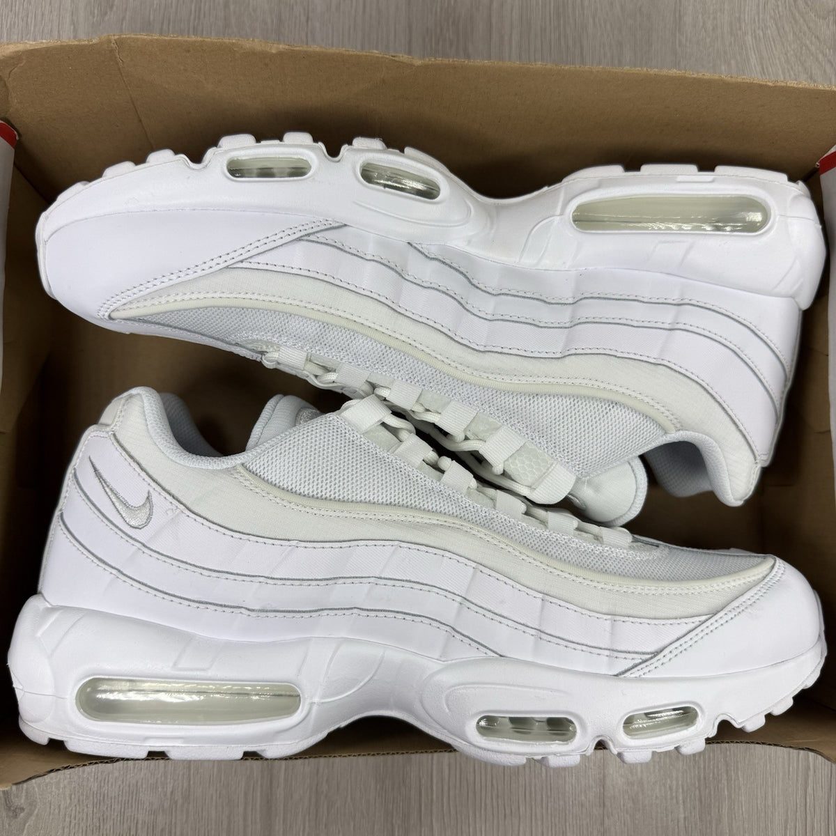Nike Air Max 95 Essential Trainers White Grey Fog Size UK12 CT1268-1008