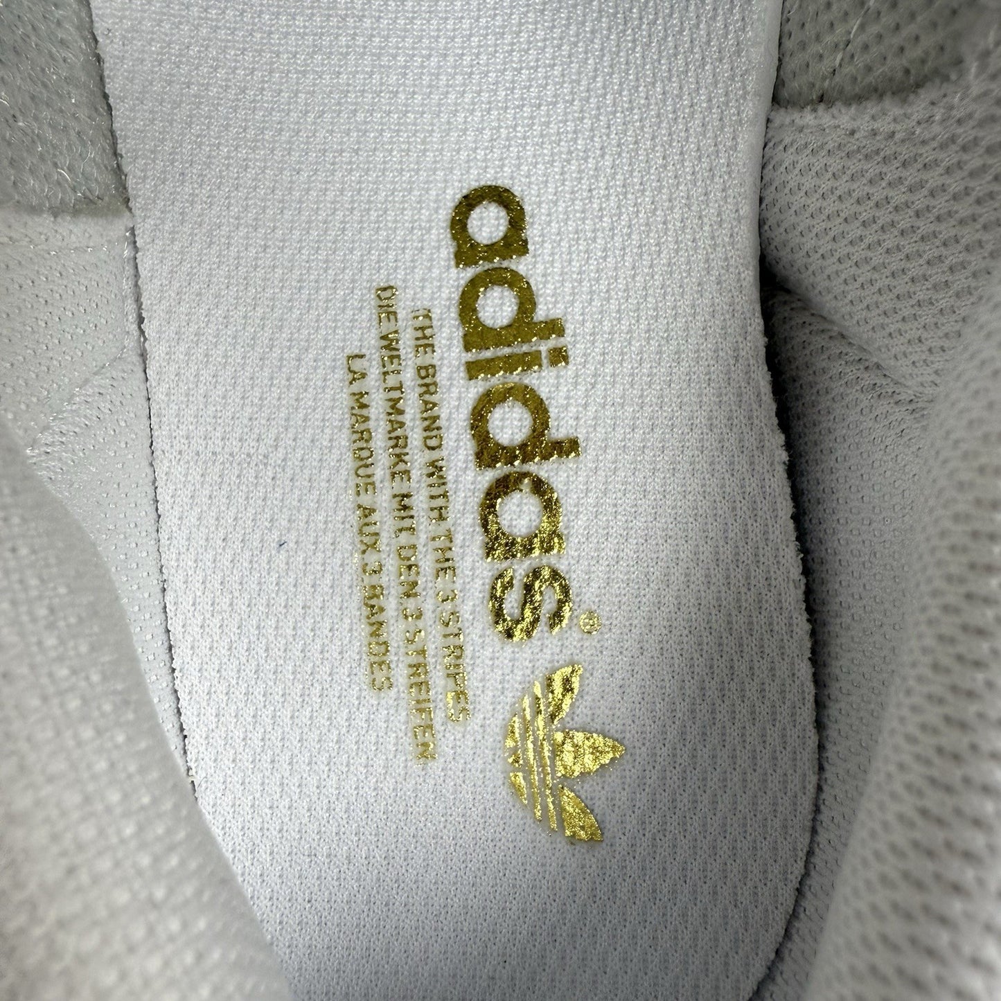 Adidas Superstar Trainers White Gold Metallic Size UK8 AQ66866