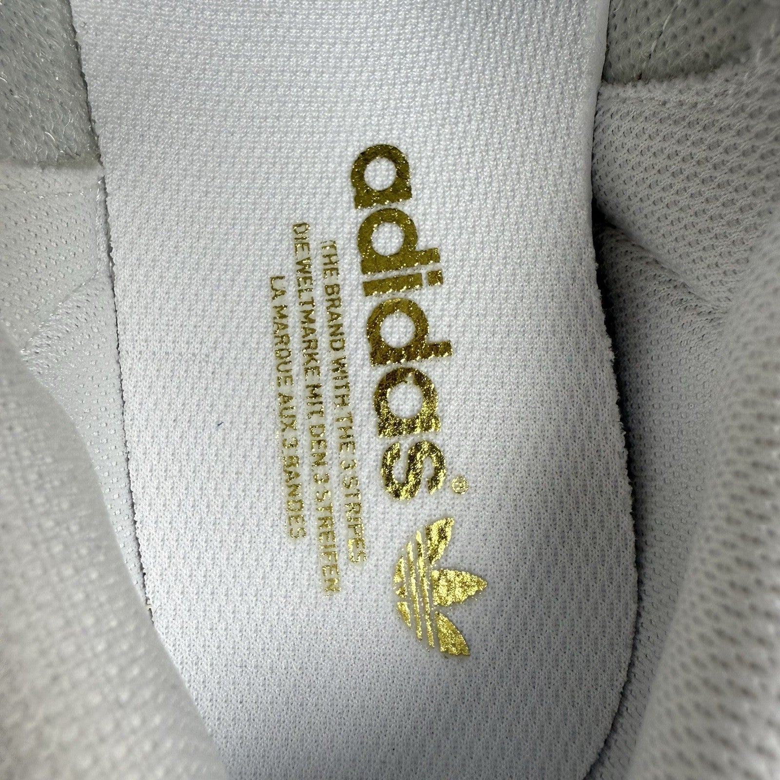 Adidas Superstar Trainers White Gold Metallic Size UK8 AQ66866