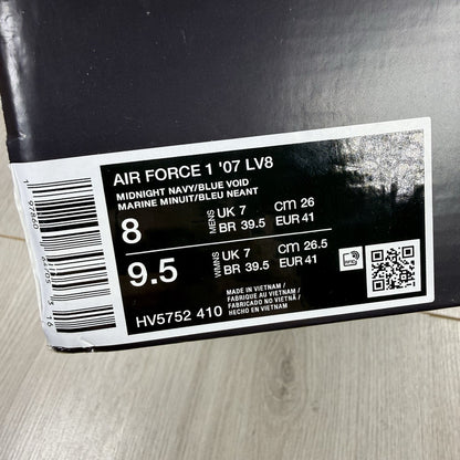 Nike Air Force 1 Low Trainers Retro Pack Navy Gold Size UK7 HV5752 4107