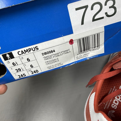 Adidas Campus Trainers Trace Scarlet White Size UK6 DB098415