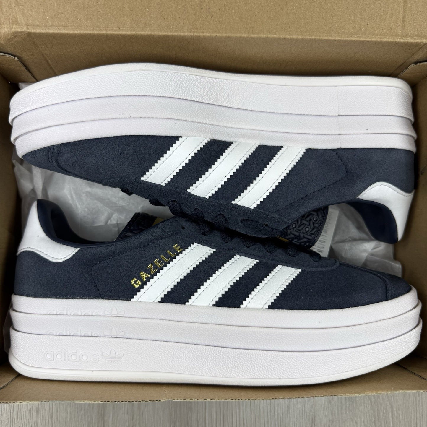 Adidas Gazelle Bold Trainers Aurora Ink White Size UK5 JQ74059