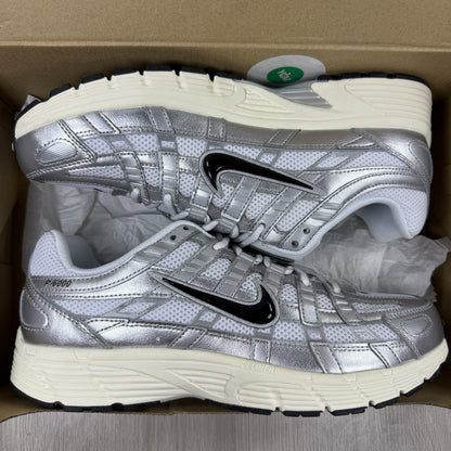 Nike P-6000 Trainers White Metallic Silver Size UK6.5 CD6404-1050
