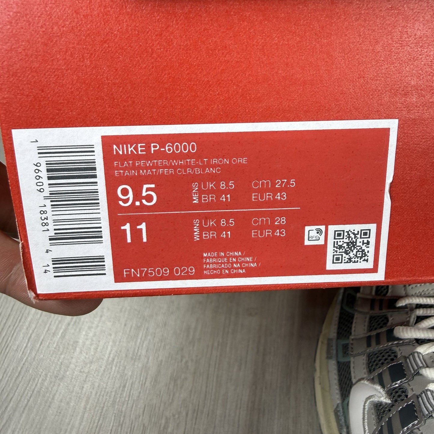 Nike P-6000 Trainers Flat Pewter Light Iron Ore Size UK8.5 FN7509-02913