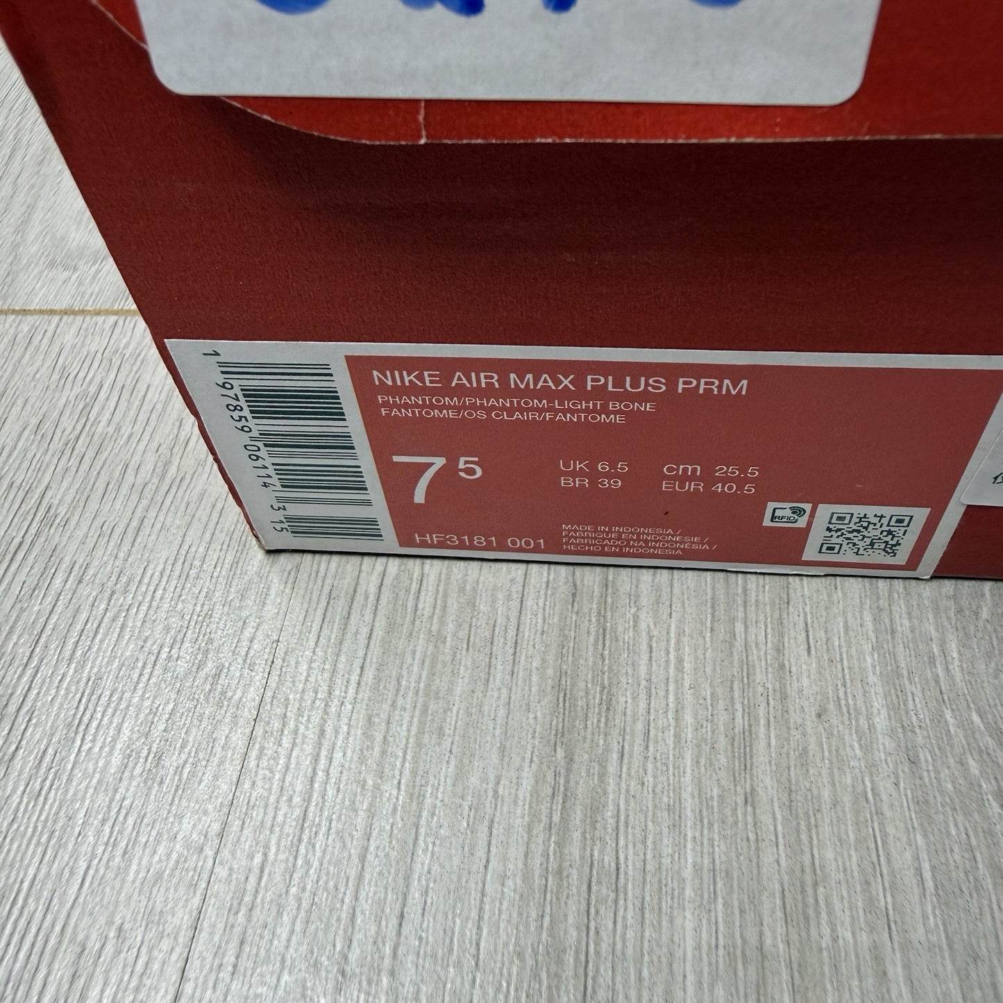 Nike Air Max Plus TN PRM Trainers Phantom Burgundy Size UK6.5 HF3181-00112