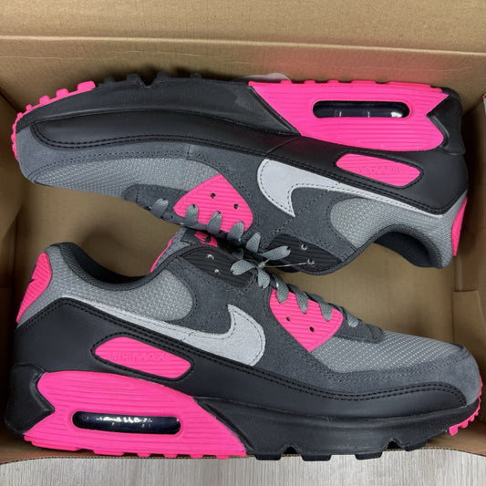 Nike Air Max 90 Trainers Wolf Grey Hyper Pink Size UK11 DM0029-0100