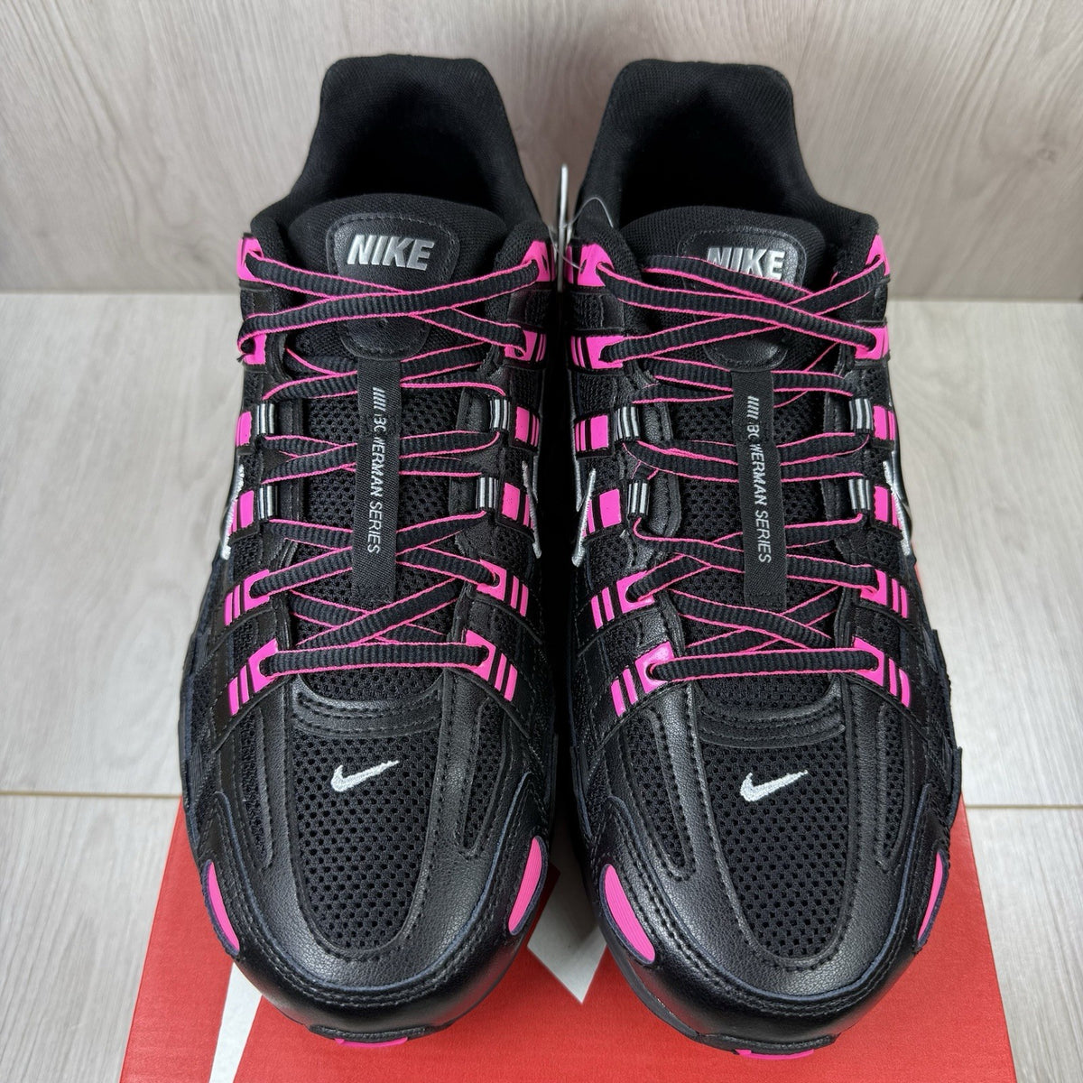 Nike P-6000 Trainers Pink Blast Metallic Silver Black Size UK9.5 CD6404-6002