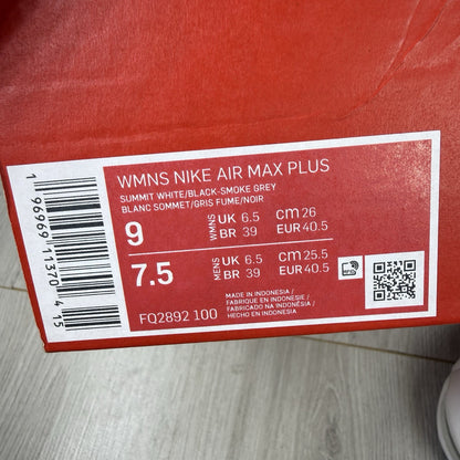 Nike Air Max Plus TN Trainers Smoke Grey White Size UK6.5 FQ2892-1006