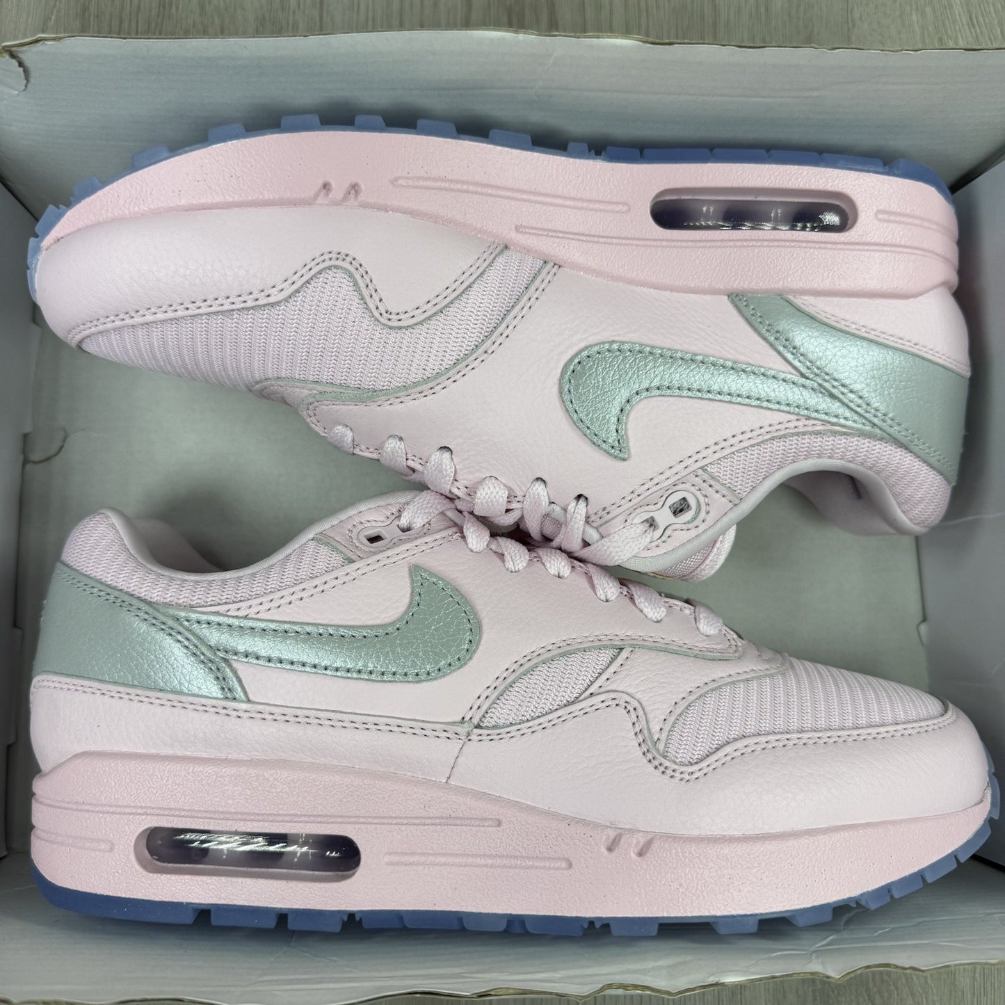 Nike Air Max 1 Trainers Pink Silver Ice Size UK6 HQ3713-9009