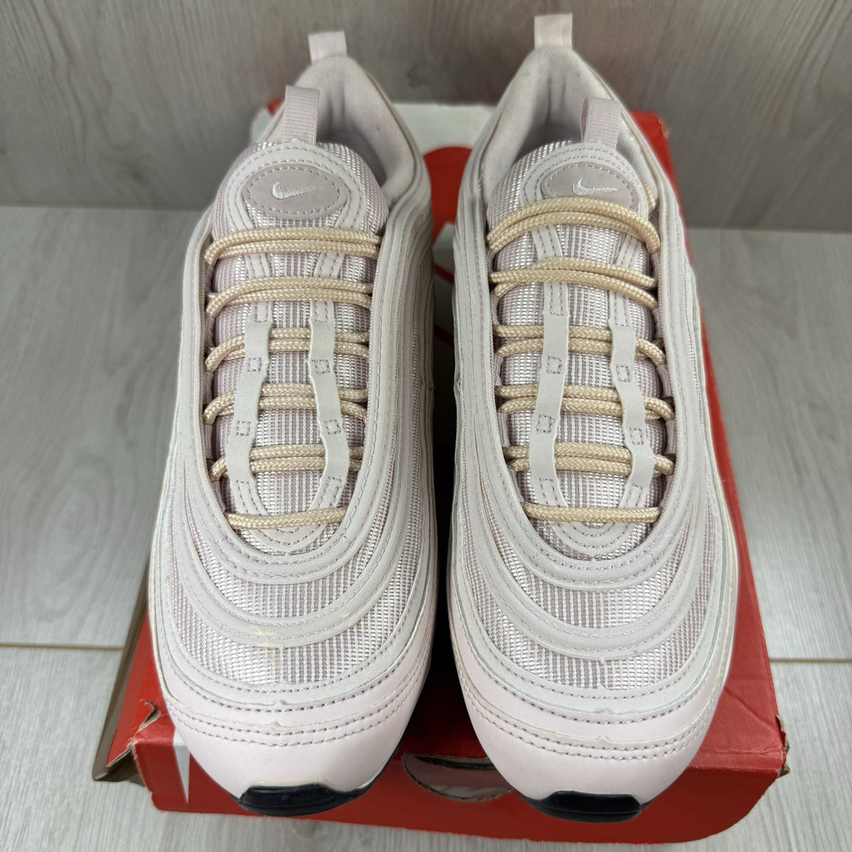 Nike Air Max 97 Trainers Barely Rose Black Sole Size UK5.5 921733-6009
